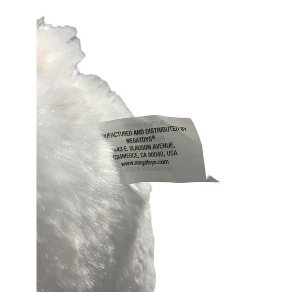 Megatoys‎ White Plush Rabbit Polka dots Rainbow Ribbon 14" Clean Soft￼ - Picture 8 of 8